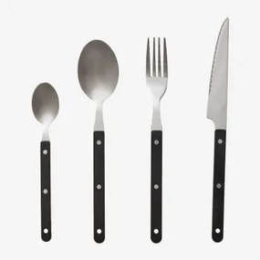 Conjunto De Talheres De 16 Peças Em Aço Inoxidável Tirvola Preto - Sklum