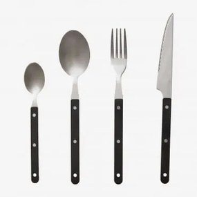 Talheres Tirvola De Aço Inoxidável De 16 Peças Preto - Sklum