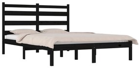 Estrutura de cama 200x200 cm pinho maciço preto