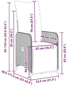 9 pcs conjunto de bistrô p/ jardim c/ almofadões vime PE preto