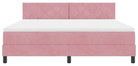 Cama Box Spring com Colchão Rosa Super King Veludo