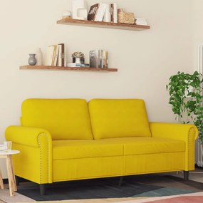 Sofá de 2 lugares veludo 140 cm amarelo