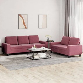 2 pcs conjunto de sofás tecido vermelho-tinto