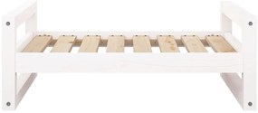Cama para cães 75,5x55,5x28 cm madeira de pinho maciça branco