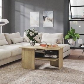 vidaXL Mesa de centro 90x60x46,5 cm contraplacado carvalho sonoma