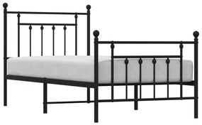 Estrutura de cama com cabeceira e pés 90x190 cm metal preto