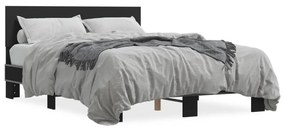 Estrutura de cama 140x190 cm derivados de madeira/metal preto