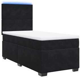 Cama com molas/colchão 100x200 cm veludo preto