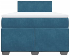 Cama boxspring com colchão 120x190 cm veludo azul-escuro