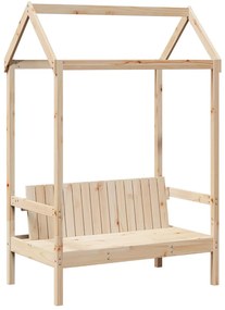 Conj. cama e banco c/ telhado 75x190 cm madeira de pinho maciça