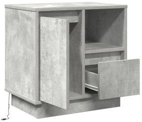 Mesa de cabeceira com LED Cinza Concreto 50x34,5x50 cm