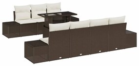 Conjunto de Sofá de Jardim de 8 Peças com Almofadas Marrons em Rattan