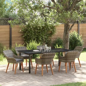 vidaXL Conjunto de Jantar de Jardim de 7 Peças Cinza em Vime PE
