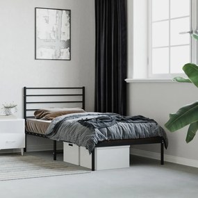 vidaXL Estrutura de cama com cabeceira 80x200 cm metal preto