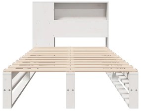 Cama com estante sem colchão 90x190 cm madeira maciça branco