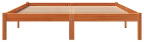 Cama sem colchão 160x200 cm madeira pinho maciço castanho-mel