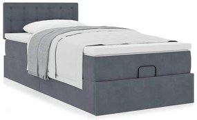 Estrutura cama otomana colchão 80x200 cm veludo cinzento escuro
