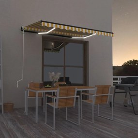 Toldo autom. c/ LED e sensor de vento 350x250 cm amarelo/branco