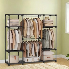 Guarda Roupa aberto com 4 compartimentos 43 x 151 x 166 cm preto