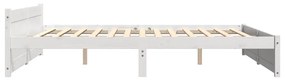 Estrutura de cama super king pinho maciço 180x200 cm branco