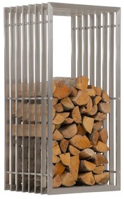 Suporte para lenha Irving em aço inoxidável 50 x 100 x 40 cm Prateado