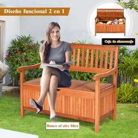 Banco jardim de madeira com arrumação de exterior com revestimento interior amovível para pátio, jardim, varanda 107 x 59 x 90 cm Teca