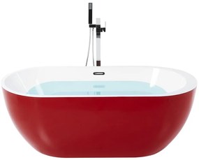 Banheira autónoma em acrílico vermelho 150 x 75 cm NEVIS Beliani