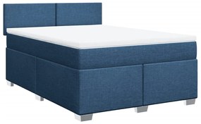 Cama com molas/colchão 160x200 cm tecido azul