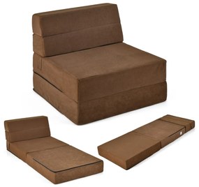 Sofá-cama dobrável 3 em 1 Capa amovível e lavável Cama de hóspedes portátil 190 x 71 x 15 cm Castanho