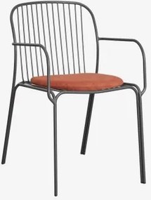 Pack De 4 Cadeiras De Jardim Com Apoios De Braços Em Aço Anerina Cinza Grafito & Terracota - Sklum