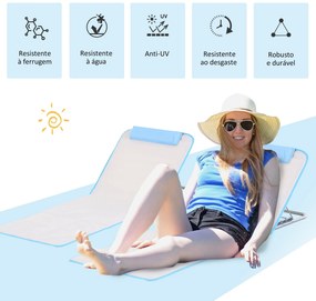 Conjunto de 2 Esteiras de Praia com Encosto Reclinável em 5 Níveis Bol