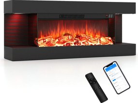 Lareira Elétrica de Encastrar com Vista Tripla, 101,6 x 20,6 x 41,8 cm, Chama Multinível, Preto