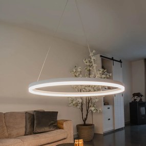 Candeeiro de suspensão design branco 80 cm incl. LED regulável em 3 níveis - Anello