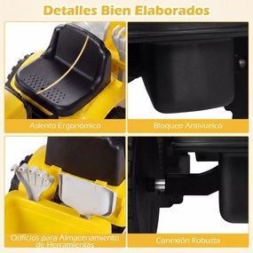 Andarilho Trator Infantil com Reboque, 88 x 35 x 35 cm, Sem Pedais, Amarelo