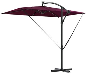 Guarda-sol de Bananeira Cantilever com bloqueio Vermelho bordô