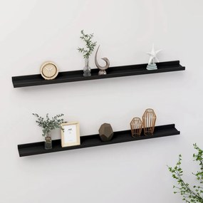 vidaXL Prateleiras de parede 2 pcs 100x9x3 cm preto