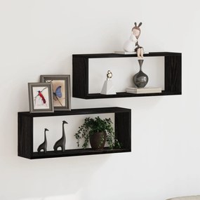 Prateleiras de Parede vidaXL 2 Peças Carvalho Preto 60x15x23 cm Feitas