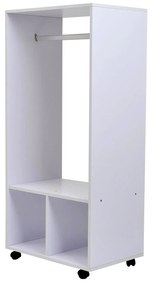 Armario Roupeiro Madeira Móvel com Trilho Estantes Organizador 60x40x128cm Branco