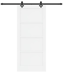 Porta Deslizante com Conjunto de Ferragens Branca 86x198.5 cm Madeira