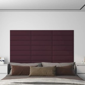 Painel de parede 12 pcs 60x15 cm tecido 1,08 m² roxo