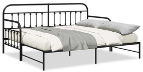 Estrutura de Daybed vidaXL com Cama Extra Preta 100x190 cm Aço