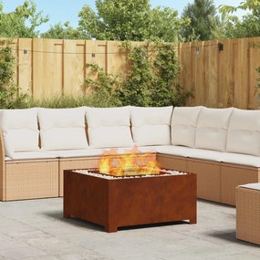 vidaXL Fire Pit Castanho 80 x 80 x 40 cm Aço resistente às intempéries
