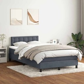 Cama boxspring com colchão 120x220 cm veludo cinzento-escuro