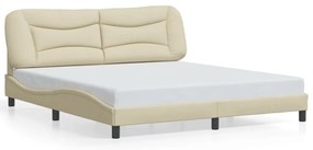 Estrutura de cama com LED sem colchão 180x200 cm tecido creme