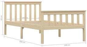 Estrutura de cama em pinho maciço 100x200 cm cor natural