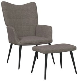 327961 vidaXL Cadeira de descanso com banco tecido cinzento-acastanhado
