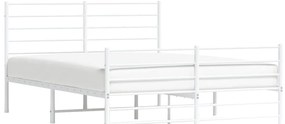 Estrutura de cama com cabeceira e pés 140x200 cm metal branco