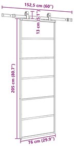 Porta deslizante c/ conj. ferragens 76x205cm vidro ESG preto