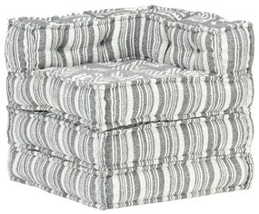 vidaXL Pufe modular tecido cinzento às riscas