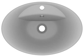 Lavatório luxuoso oval 58,5x39 cm cerâmica cinza-claro mate